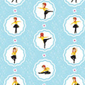 Emma Wiggle ballet dancer medallion sky blue yellow black novelty kids quilting fabric children's quilts dance bags patchwork projects