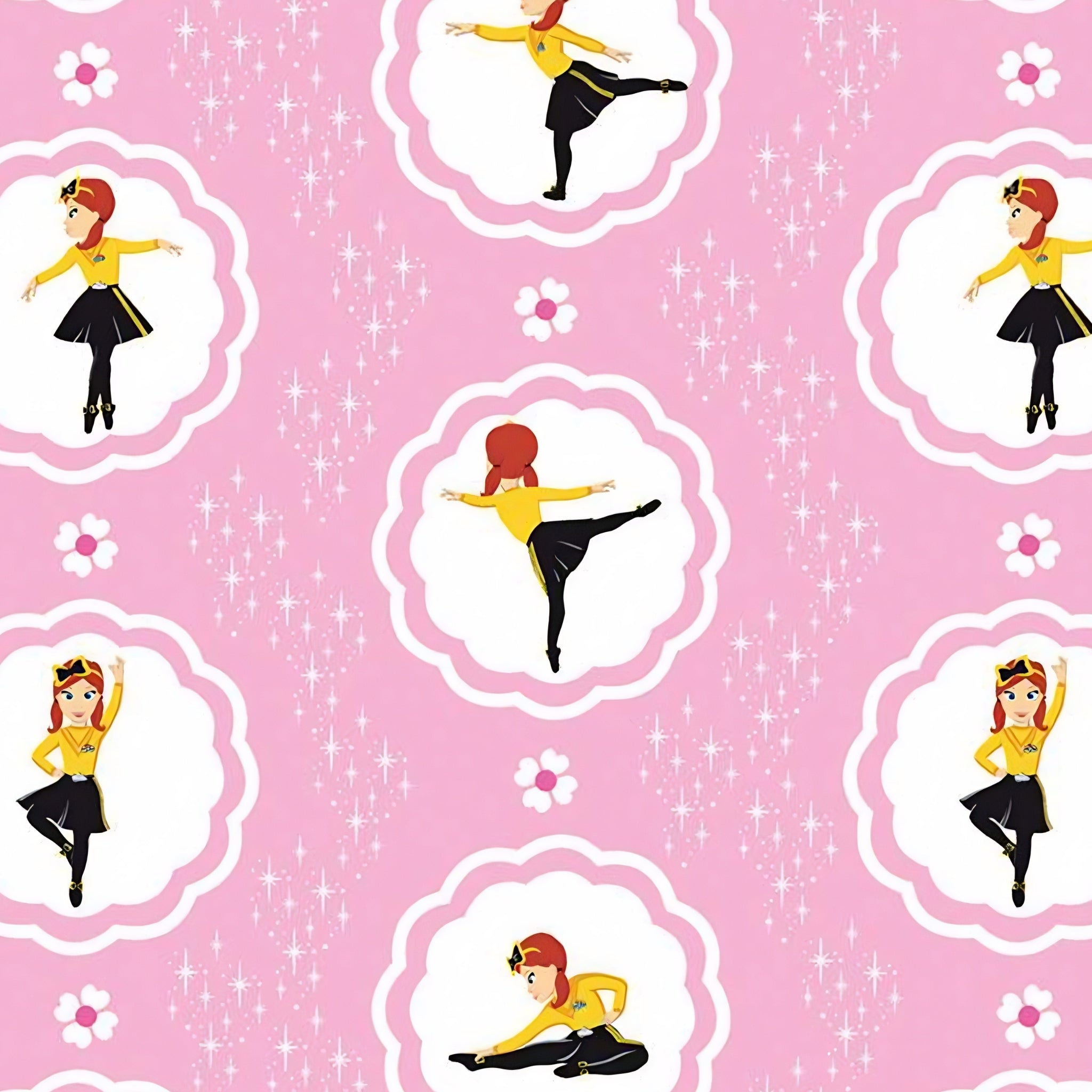 Emma Wiggle ballet dancer medallion pink yellow black novelty kids quilting fabric children's quilts dance bags patchwork projects
