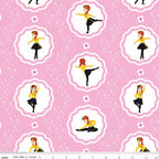 Emma Wiggle ballet dancer medallion pink yellow black novelty kids quilting fabric children's quilts dance bags patchwork projects