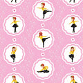 Emma Wiggle ballet dancer medallion pink yellow black novelty kids quilting fabric children's quilts dance bags patchwork projects