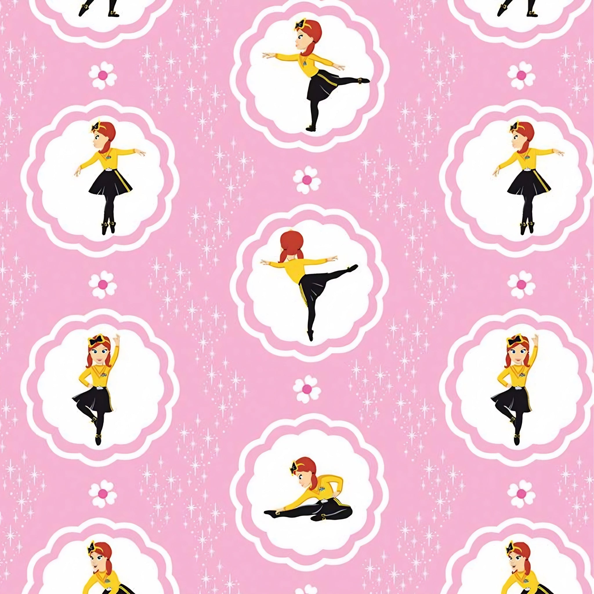 Emma Wiggle ballet dancer medallion pink yellow black novelty kids quilting fabric children's quilts dance bags patchwork projects