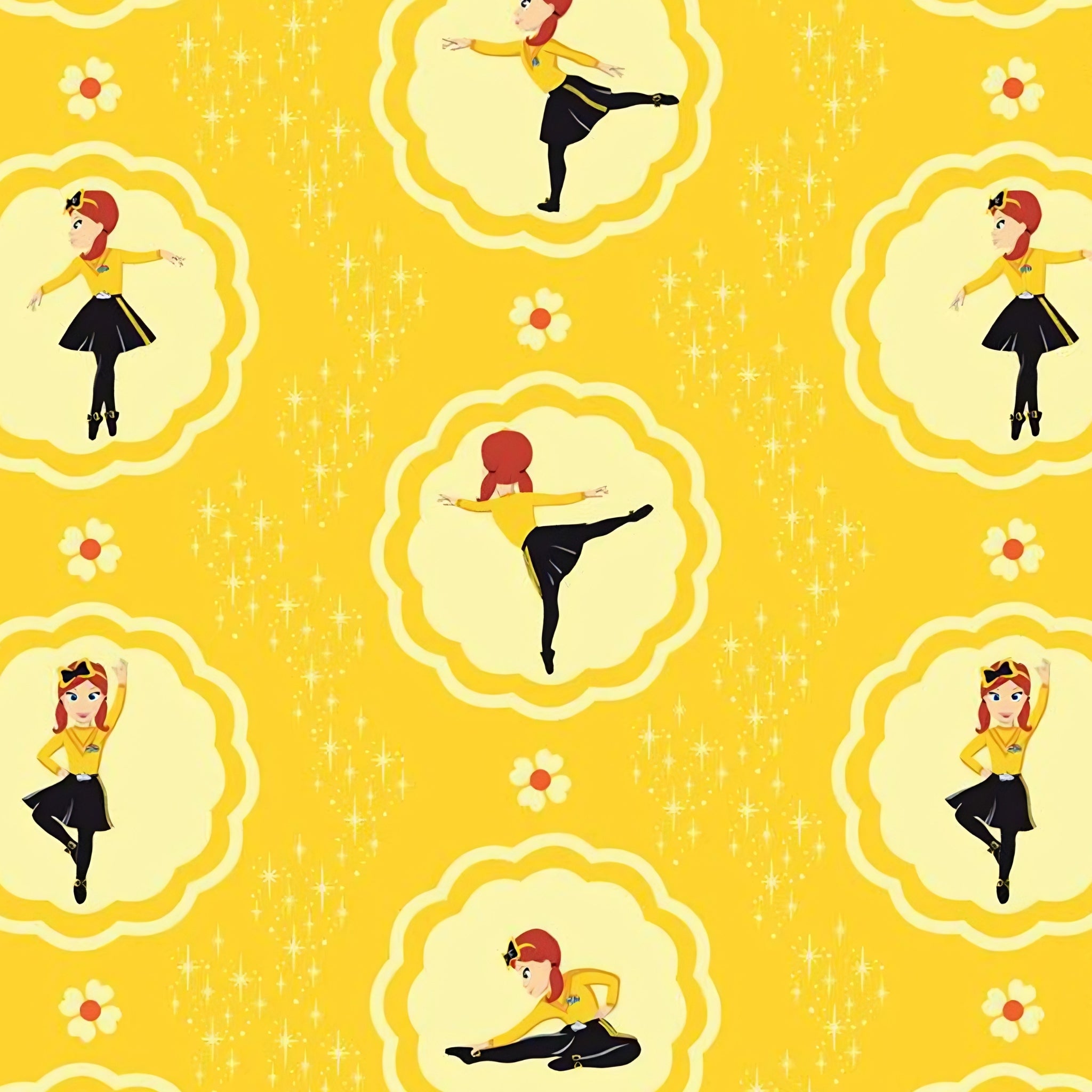 Emma Wiggle ballet dancer medallion yellow black novelty kids quilting fabric children's quilts dance bags patchwork projects