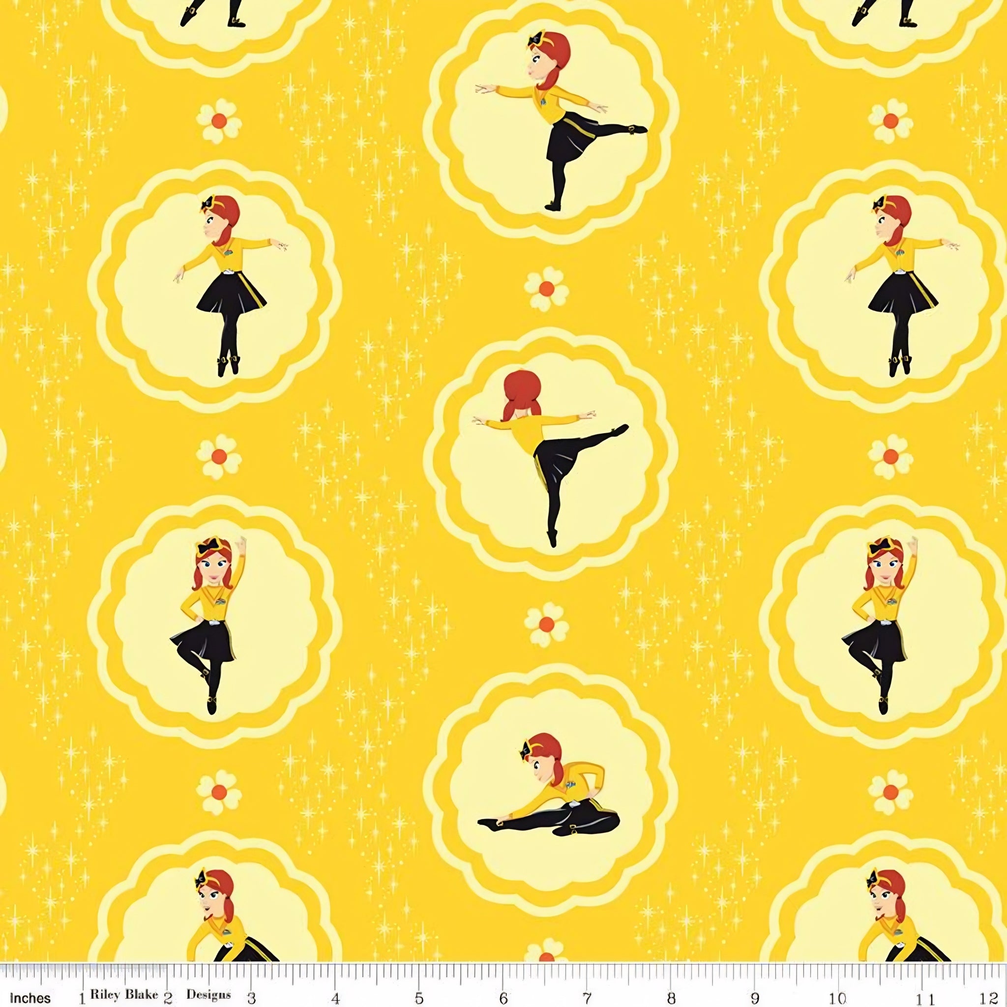 Emma Wiggle ballet dancer medallion yellow black novelty kids quilting fabric children's quilts dance bags patchwork projects