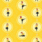 Emma Wiggle ballet dancer medallion yellow black novelty kids quilting fabric children's quilts dance bags patchwork projects