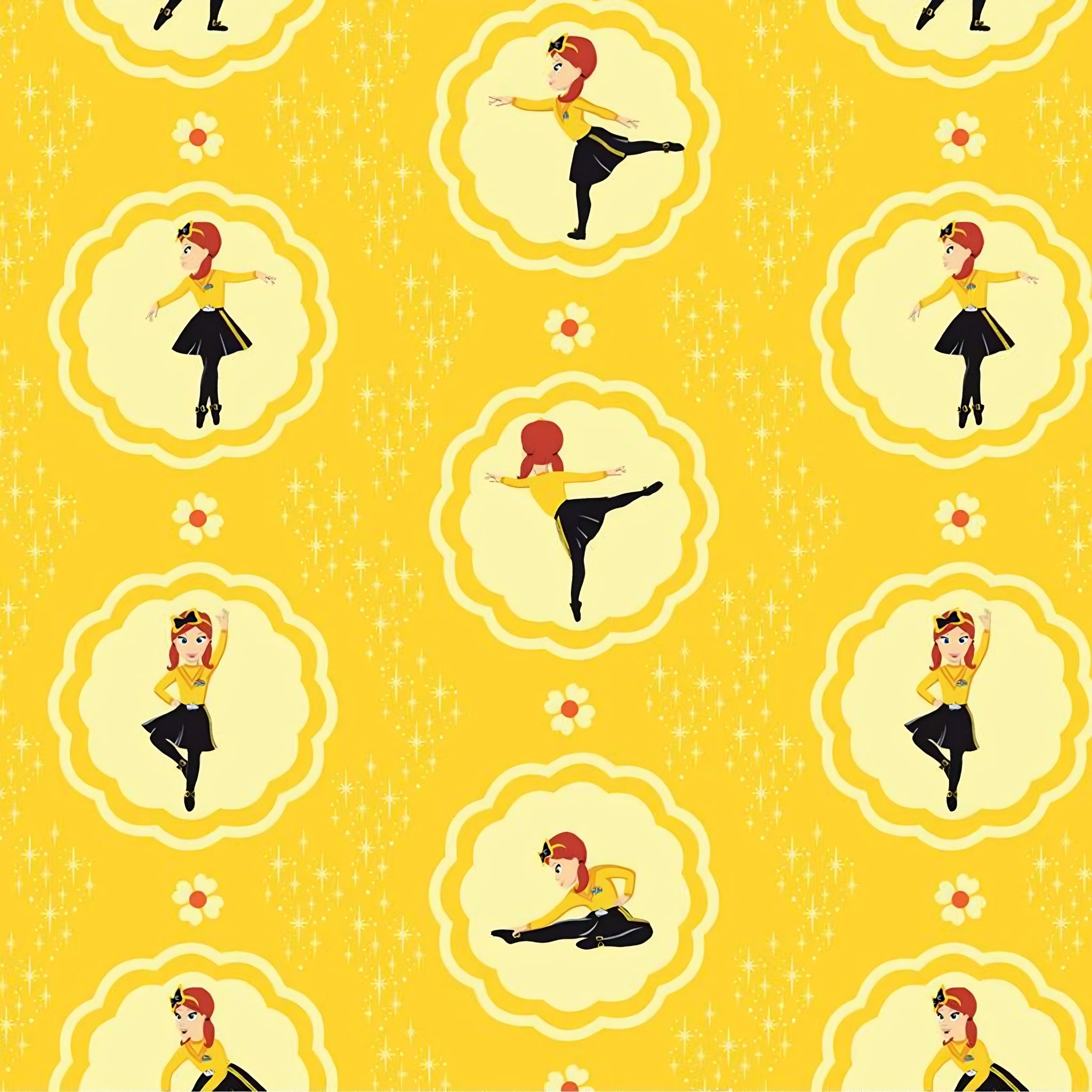 Emma Wiggle ballet dancer medallion yellow black novelty kids quilting fabric children's quilts dance bags patchwork projects