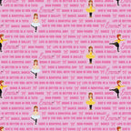 Emma Wiggle text print pink Bow Power Bows Ballet Life Is Better In A Tutu novelty kids quilting fabric children's quilts dance bags patchwork projects