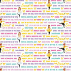 Emma Wiggle text print white multicolour Bow Power Bows Ballet Life Is Better In A Tutu novelty kids quilting fabric children's quilts dance bags patchwork projects