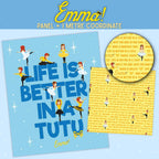 Emma Wiggle Life Is Better In A Tutu blue ballet panel and yellow text coordinate fabric bundle Riley Blake children's quilts and Wiggles gifts