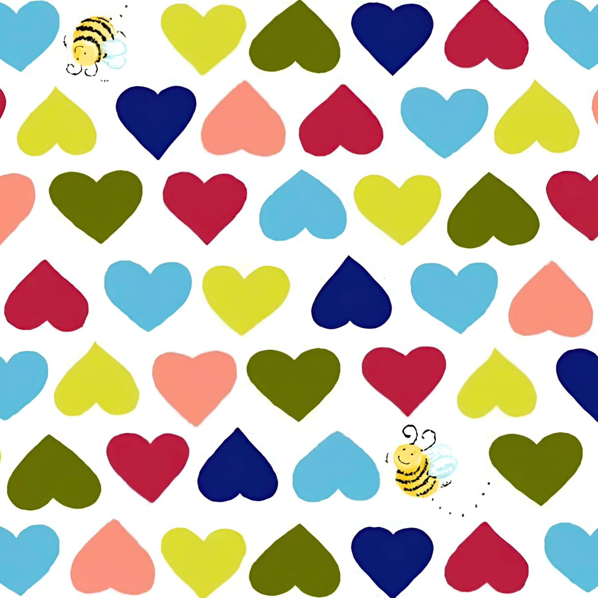 Evie bird hearts bees white multi rainbow novelty kids quilting fabric children's quilts baby nursery coordinate