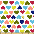 Evie bird hearts bees white multi rainbow novelty kids quilting fabric children's quilts baby nursery coordinate