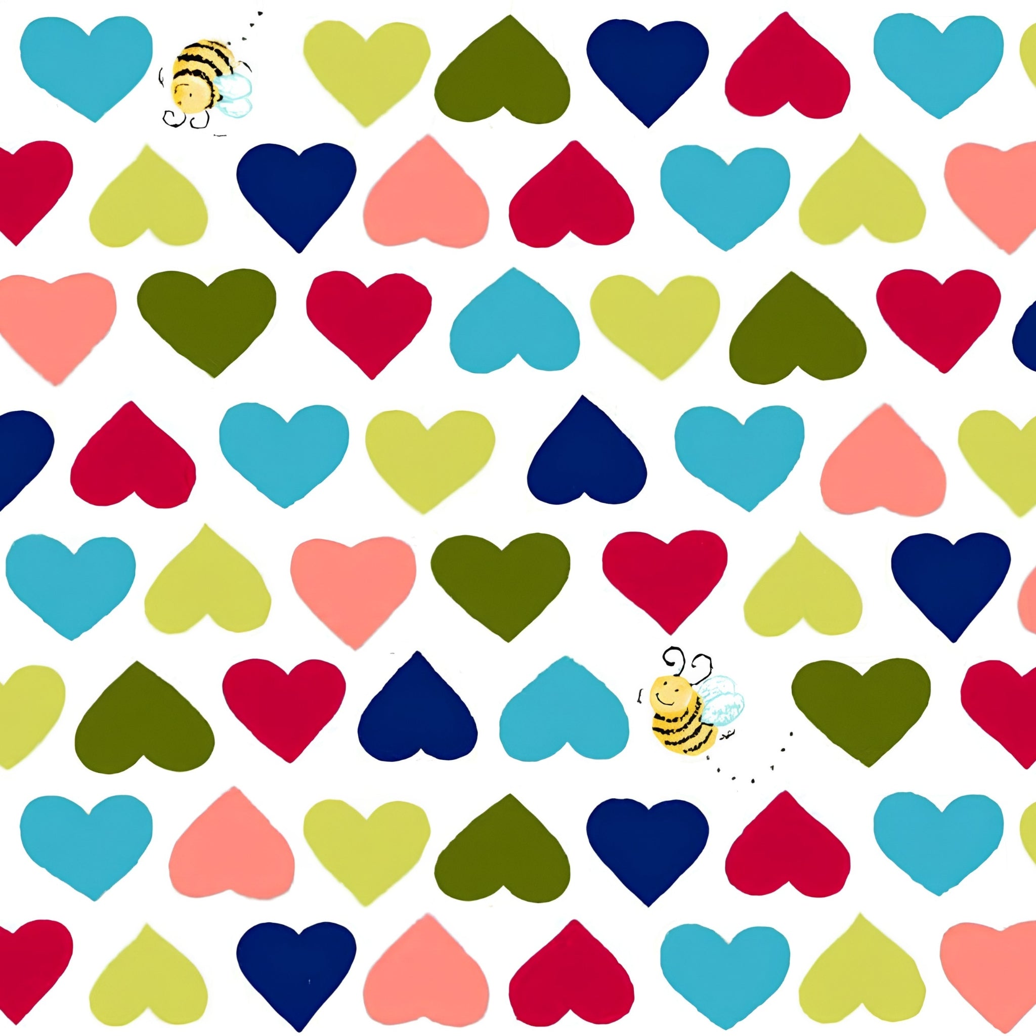 Evie bird hearts bees white multi rainbow novelty kids quilting fabric children's quilts baby nursery coordinate