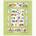 Evie bird quilt panel green multi birds on wires hearts bees novelty kids quilting fabric children's quilts nursery wall hangings