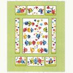 Evie bird quilt panel green multi birds on wires hearts bees novelty kids quilting fabric children's quilts nursery wall hangings