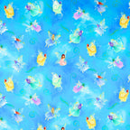 Fairy fantasy digital print fairies pink yellow turquoise purple aqua watercolour fabric for children's quilts nursery decor and girls sewing projects