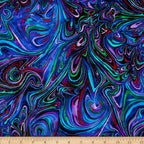 Vibrant purple magenta turquoise lime green pink marbled swirl fabric for modern quilts, statement bags and contemporary patchwork sewing projects