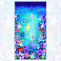 Enchanting fairy panel aqua watercolour vibrant florals fabric for children's quilts and nursery wall hangings