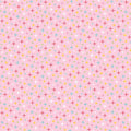Colourful turquoise yellow red white and green stars on pink Fairy Garden fabric for girls quilts nursery décor and patchwork sewing projects