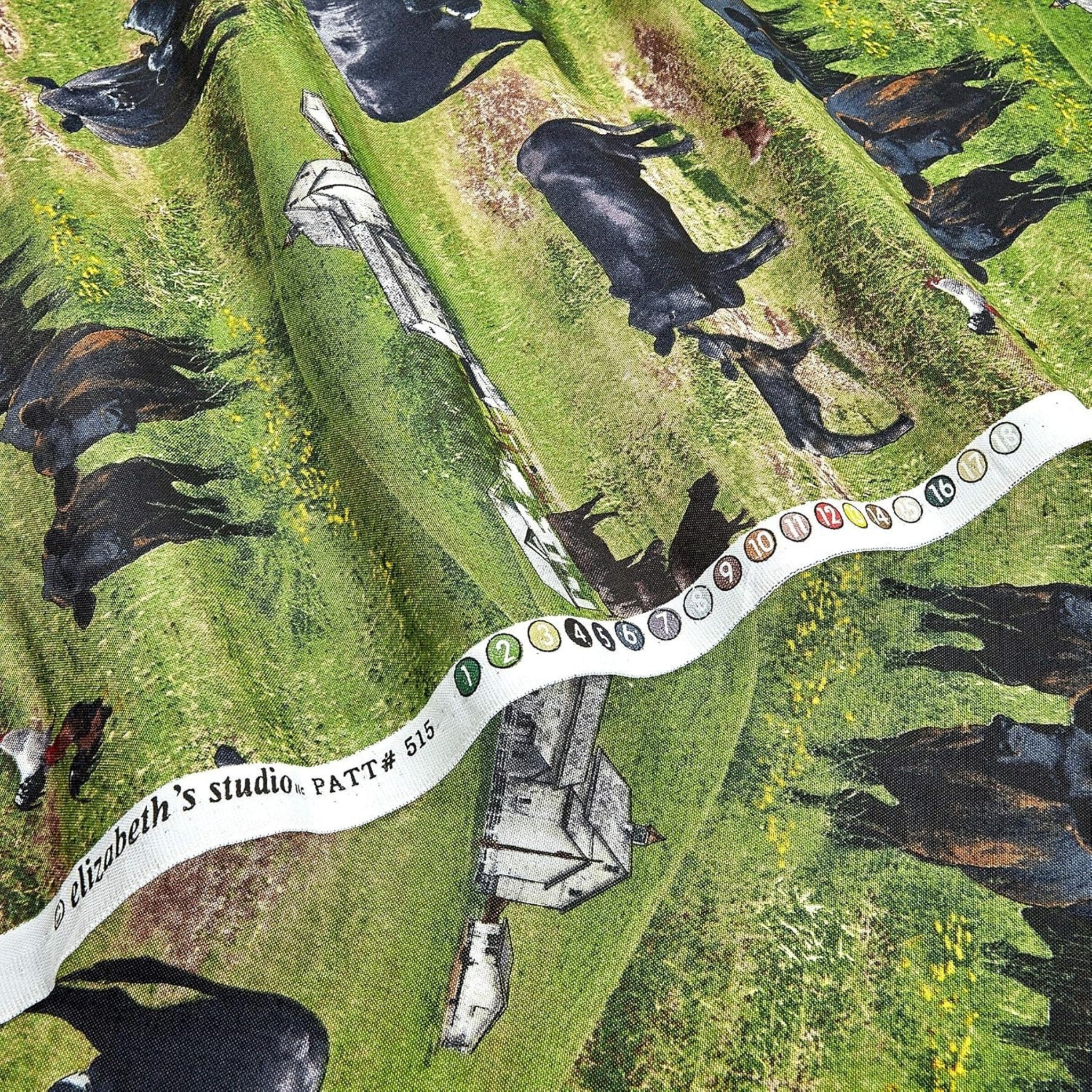 Black Angus cattle cows calves green paddock farm fabric for farm animal quilts country décor and farmer gifts