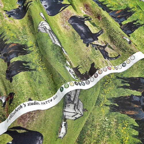 Black Angus cattle cows calves green paddock farm fabric for farm animal quilts country décor and farmer gifts