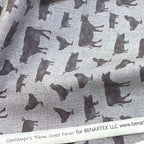 Grey cow pig chicken farm animal silhouettes soft grey linen-look fabric for farm-themed quilts cushion covers tote bags and farmer gifts