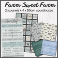 Farmhouse panels family words phrases animals and woods for family quilting farm sewing projects