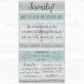 Family quotes tree motif heartfelt words grey teal wood grain panel fabric for family quilts wall hangings and keepsake gifts