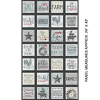 Farmhouse squares panel grey multi 24 x 43 inch 28 blocks for fussy-cut quilts wall hangings and farmer gifts