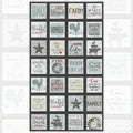 Farmhouse quote and motif squares panel grey teal cream red charcoal blocks rooster barn star windmill farm animals for fussy-cut quilts wall hangings and farmer gifts