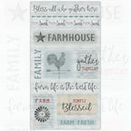 Farmhouse quotes rooster weather vane windmill barn star grey teal red farm panel fabric for quilts wall hangings and farmer gifts