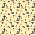Australian outback farm animals on cream fabric with kangaroos, windmills, cows, and sheep for quilting, patchwork, and sewing