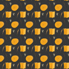 Australiana hay bales print on black background showing country farm landscape for quilting projects