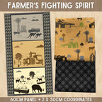 Australian farm panel and coordinate fabrics bundle with outback scenes for quilting, patchwork, and sewing projects