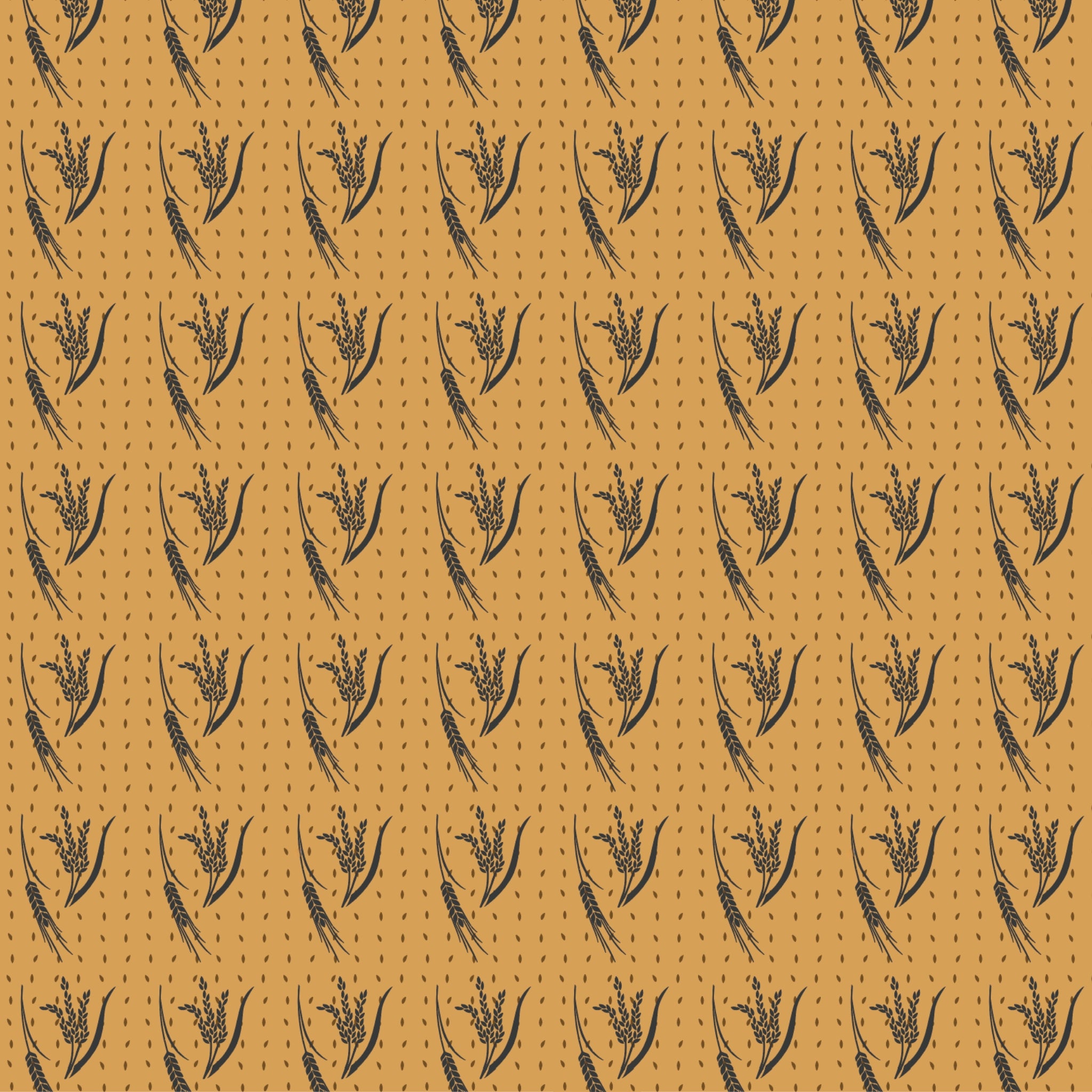 Australian wheat fields on tan fabric with farm crops and outback motifs for quilting, patchwork, and sewing