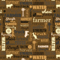 Australian farm words on brown fabric with Australiana text and outback phrases for quilting, patchwork, and sewing