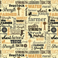 Australian farm words on cream fabric with Australiana text and outback phrases for quilting, patchwork, and sewing