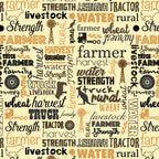 Australian farm words on cream fabric with Australiana text and outback phrases for quilting, patchwork, and sewing