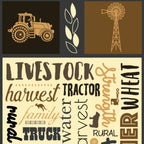 Australian farm words panel with Australiana text and outback phrases for quilting, patchwork, and sewing projects