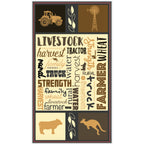 Australian farm words panel with Australiana text and outback phrases for quilting, patchwork, and sewing projects