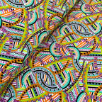 Retro kaleidoscope green multi geometric fabric for modern quilts bags patchwork sewing projects