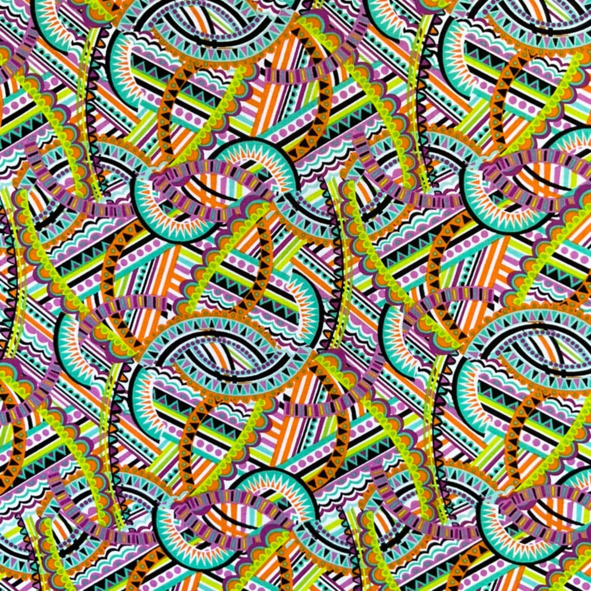 Retro kaleidoscope green multi geometric fabric for modern quilts bags patchwork sewing projects