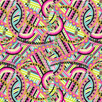 Retro kaleidoscope pink multi geometric fabric for modern quilts tote bags patchwork sewing projects
