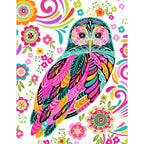 Large owls flowers white pink turquoise orange fabric for quilts wall hangings bags patchwork sewing projects