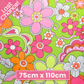 Retro 1960s 70s paisley floral lime green pink orange fabric for vintage quilts bags patchwork sewing projects