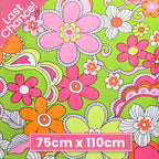 Retro 1960s 70s paisley floral lime green pink orange fabric for vintage quilts bags patchwork sewing projects