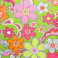 Retro 1960s 70s paisley floral lime green pink orange fabric for vintage quilts bags patchwork sewing projects