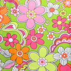 Retro 1960s 70s paisley floral lime green pink orange fabric for vintage quilts bags patchwork sewing projects
