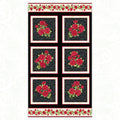 Festival of Roses red rose bouquets black damask panel fabric for quilts wall hangings and elegant sewing projects