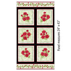 Festival of Roses red rose bouquets sage green cream panel fabric 24 x 43 inches for quilts and wall hangings