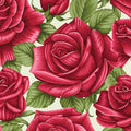 Large scale red roses green leaves cream background quilting cotton fabric for feature quilts borders and cushions