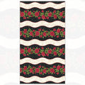 Festival of Roses wavy stripe red roses black damask cream lace quilting fabric for borders table runners and feature quilts